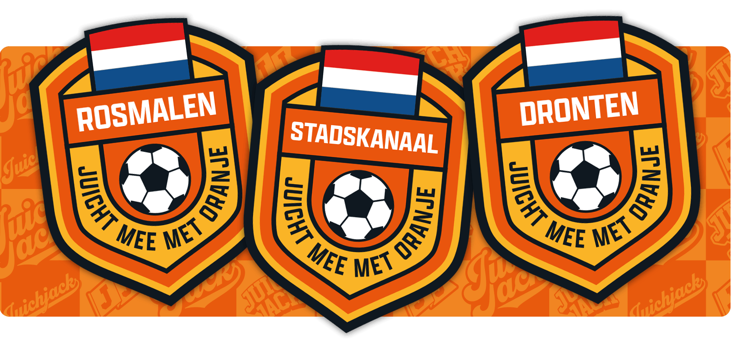 Afbeelding van de lokale emblemen voor Rosmalen, Stadskanaal en Dronten