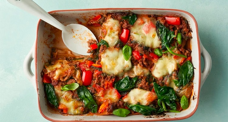 Lasagne met paprika, courgette en gehakt